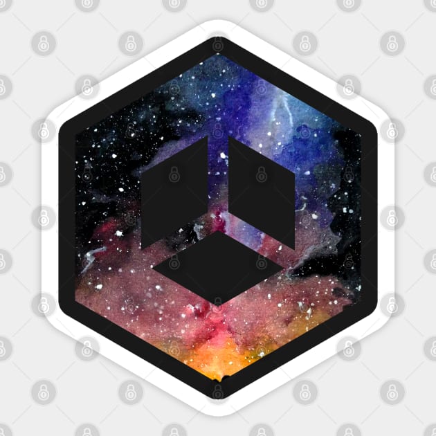 Hexagonal Galaxy Sticker by artofiwan